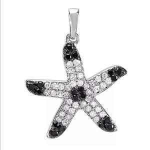 14K WHITE GOLD BLACK & WHITE DIAMOND STARFISH